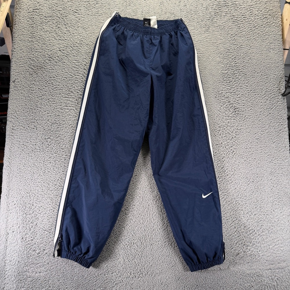 Vintage Nike Pant Mens L Blue Polyester Jogger Tapered Mesh Lined Performance